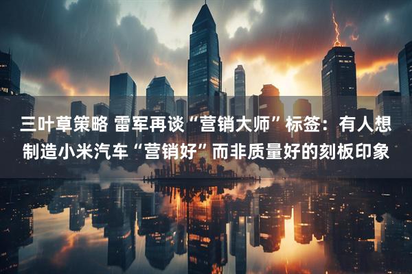 三叶草策略 雷军再谈“营销大师”标签：有人想制造小米汽车“营销好”而非质量好的刻板印象