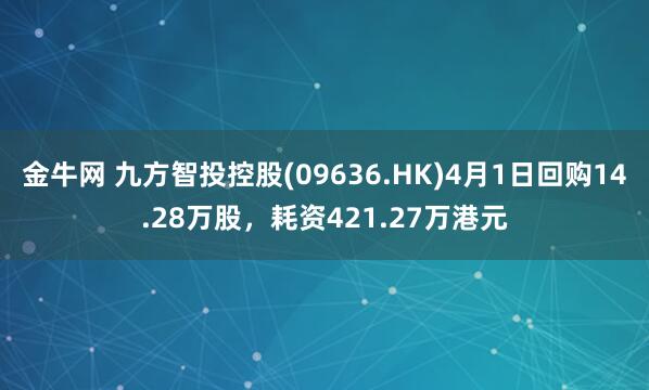 金牛网 九方智投控股(09636.HK)4月1日回购14.28万股，耗资421.27万港元