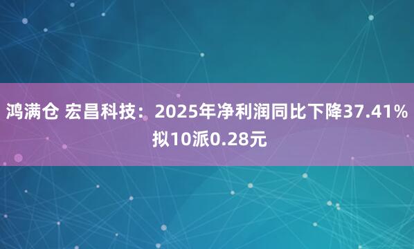 鸿满仓 宏昌科技：2025年净利润同比下降37.41% 拟10派0.28元