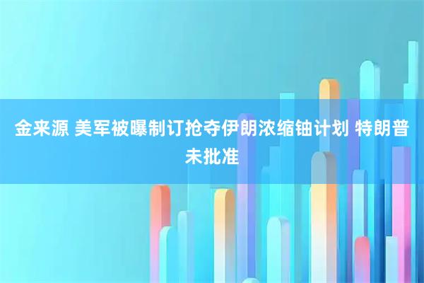 金来源 美军被曝制订抢夺伊朗浓缩铀计划 特朗普未批准